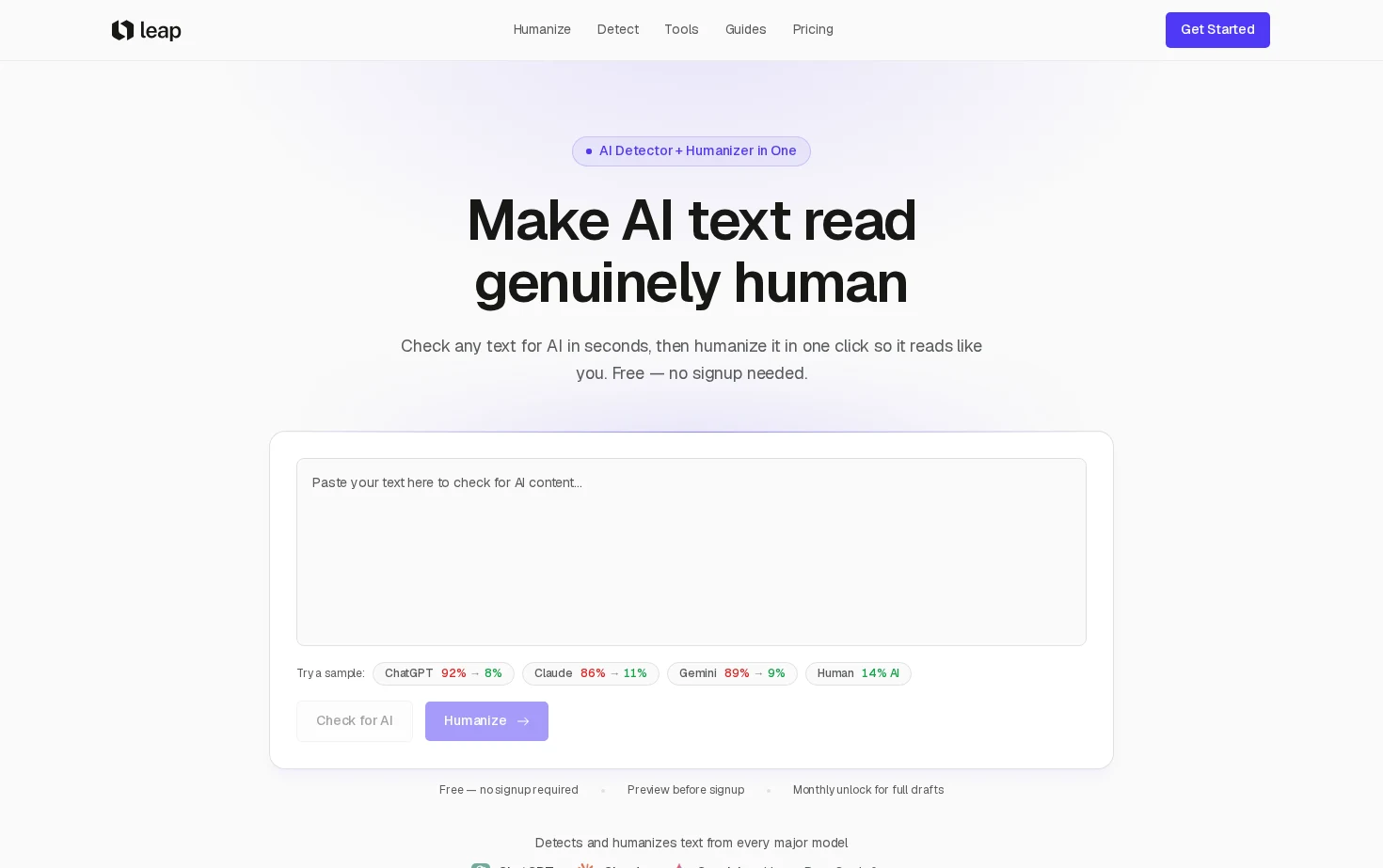 Leap AI 页面快照